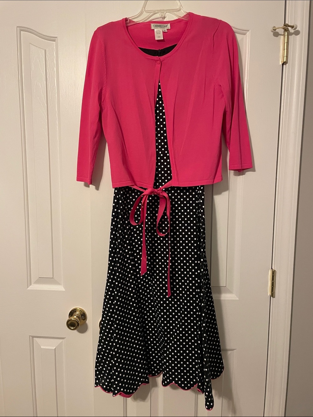 Coldwater Creek Women's Black/Hot Pink Maxi Dress/Cardigan Size 12/M (Like New)